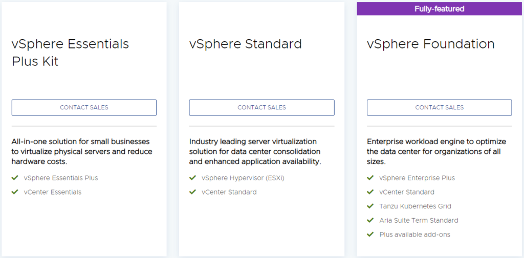 VMware vSphere Editions